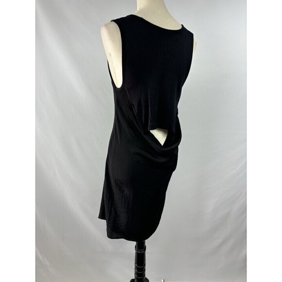 T by Alexander Wang Tank Dress Black Small Draped Cut Out Back LBD - Picture 3 of 12